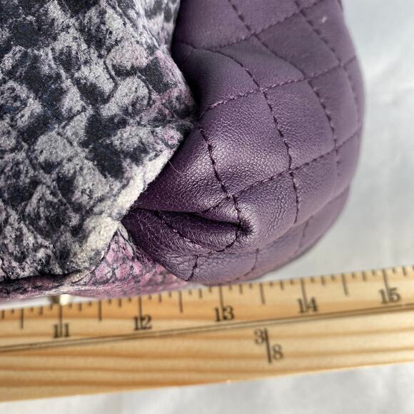 Original by Sharif 1827 Quilted Satchel Bag Purple Leather Snakeskin Mobwife NWT - Picture 11 of 13